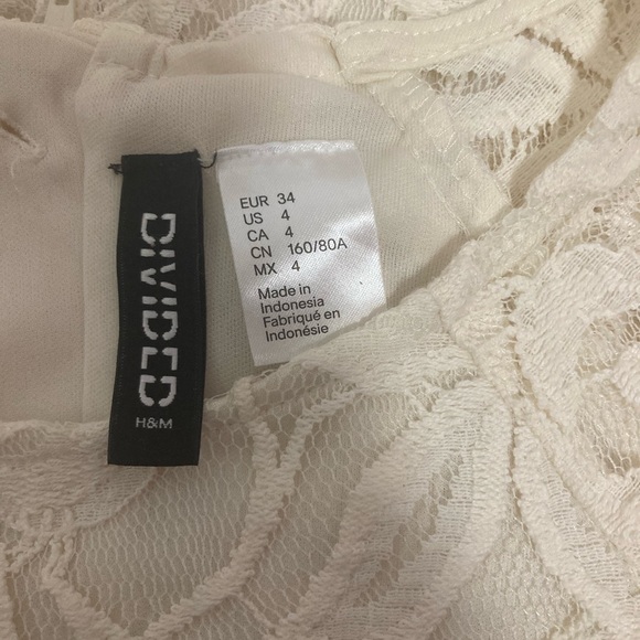 H&M Divided Off-White Dress with Lace - Size 4 US - Picture 3 of 7